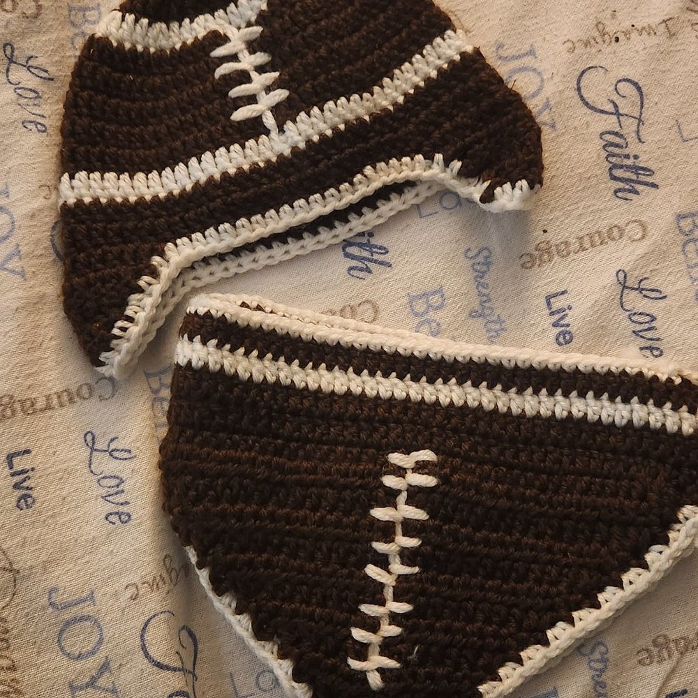 Football diaper cover and hat